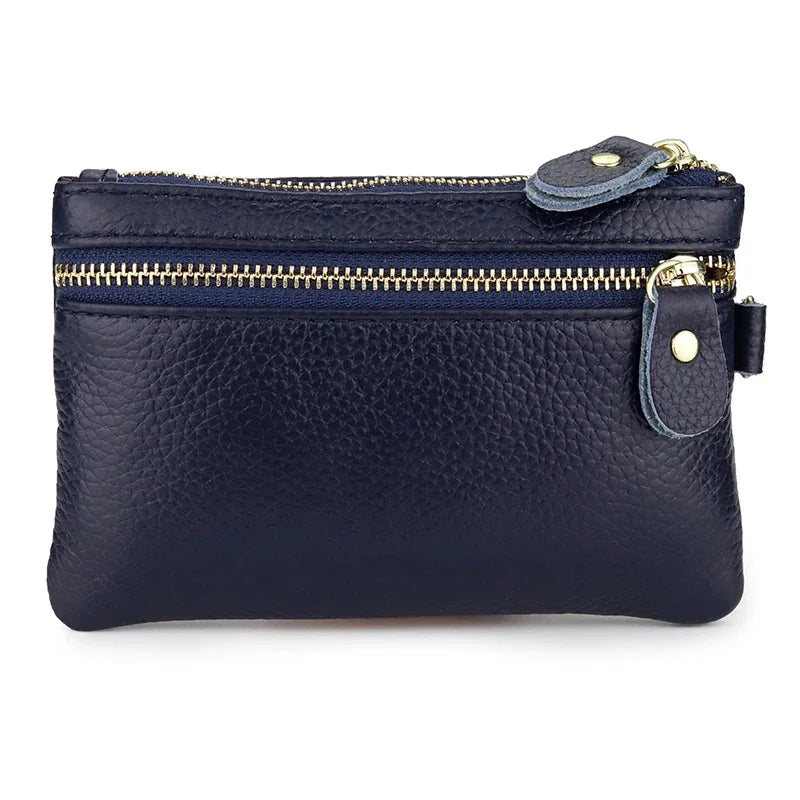 Genuine Leather Wallets Zipper Purse Unisex Car Holders Buckle Male Keychain women Organizer Housekeeper Holde