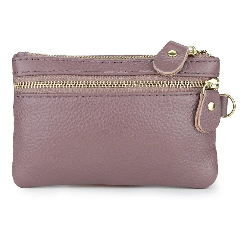 Genuine Leather Wallets Zipper Purse Unisex Car Holders Buckle Male Keychain women Organizer Housekeeper Holde