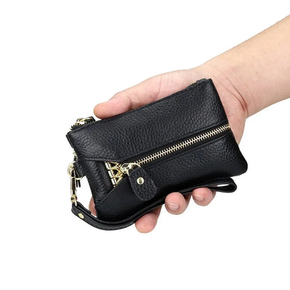Genuine Leather Wallets Zipper Purse Unisex Car Holders Buckle Male Keychain women Organizer Housekeeper Holde