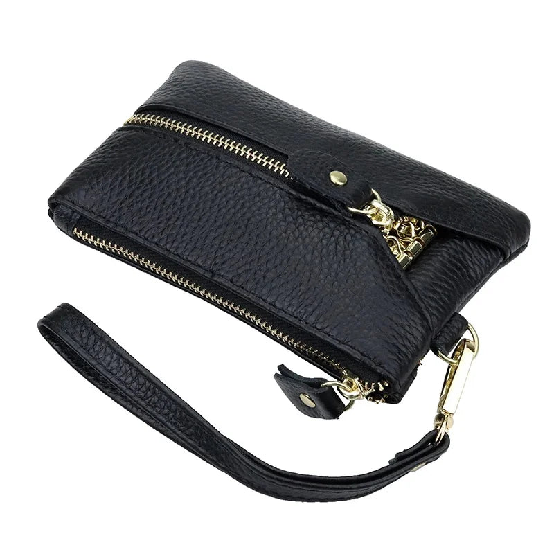 Genuine Leather Wallets Zipper Purse Unisex Car Holders Buckle Male Keychain women Organizer Housekeeper Holde