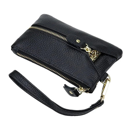 Genuine Leather Wallets Zipper Purse Unisex Car Holders Buckle Male Keychain women Organizer Housekeeper Holde