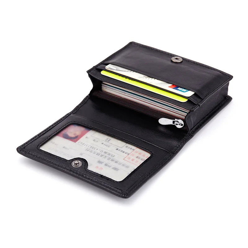 Genuine Leather Weave Business Card Holder Wallets For Men Credit Card Driving License Bag Lady Coin Purse Card Pouch Case