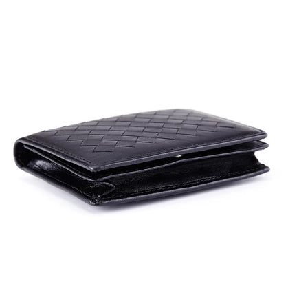 Genuine Leather Weave Business Card Holder Wallets For Men Credit Card Driving License Bag Lady Coin Purse Card Pouch Case