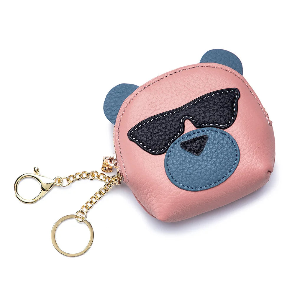 Genuine Leather Woman Coins Bag Mini Lipstick Storage Bags Multifunctional Small Coins Wallets Cartoon Bear Cards Pouch Cute Bag