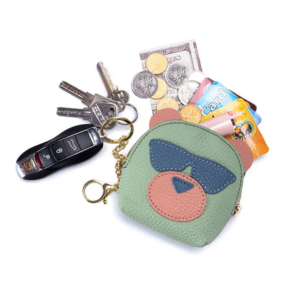 Genuine Leather Woman Coins Bag Mini Lipstick Storage Bags Multifunctional Small Coins Wallets Cartoon Bear Cards Pouch Cute Bag