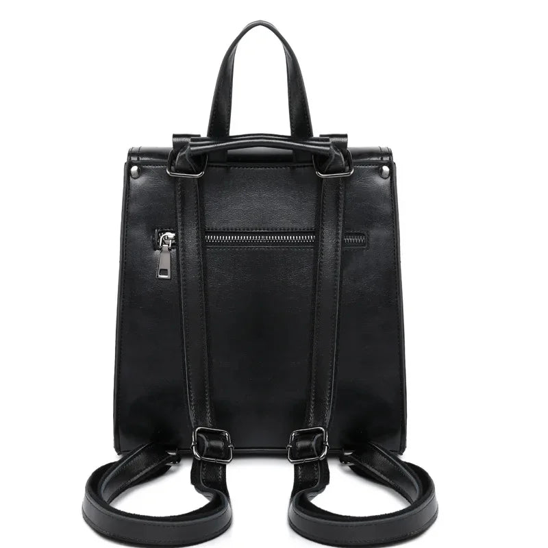 Genuine Leather Women Backpack Book School Laptop Bag Travel Oil Wax Cowhide Fashion One Shoulder Camputer Bags Daypack Rucksack
