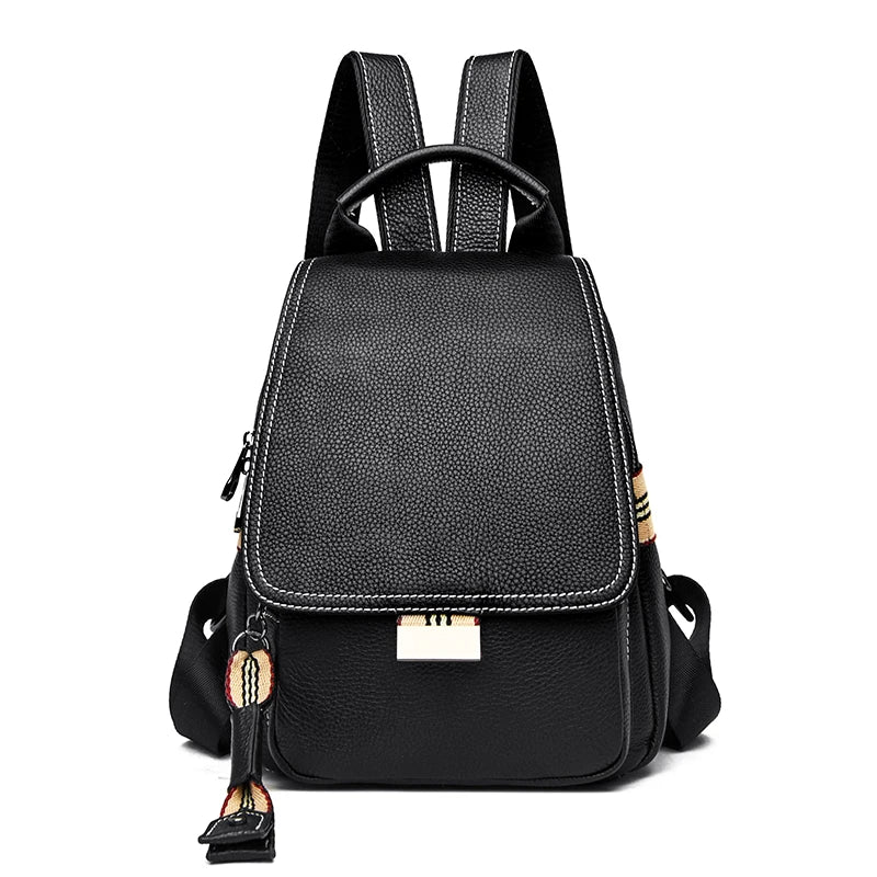 Genuine Leather Women Backpack High Quality Cowhide Backpacks for Teenage Girls School Bag large capacity Female shoulder bags