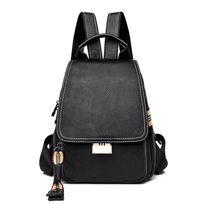 Genuine Leather Women Backpack High Quality Cowhide Backpacks for Teenage Girls School Bag large capacity Female shoulder bags