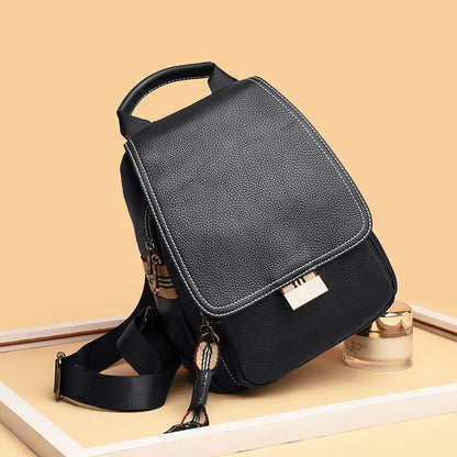 Genuine Leather Women Backpack High Quality Cowhide Backpacks for Teenage Girls School Bag large capacity Female shoulder bags