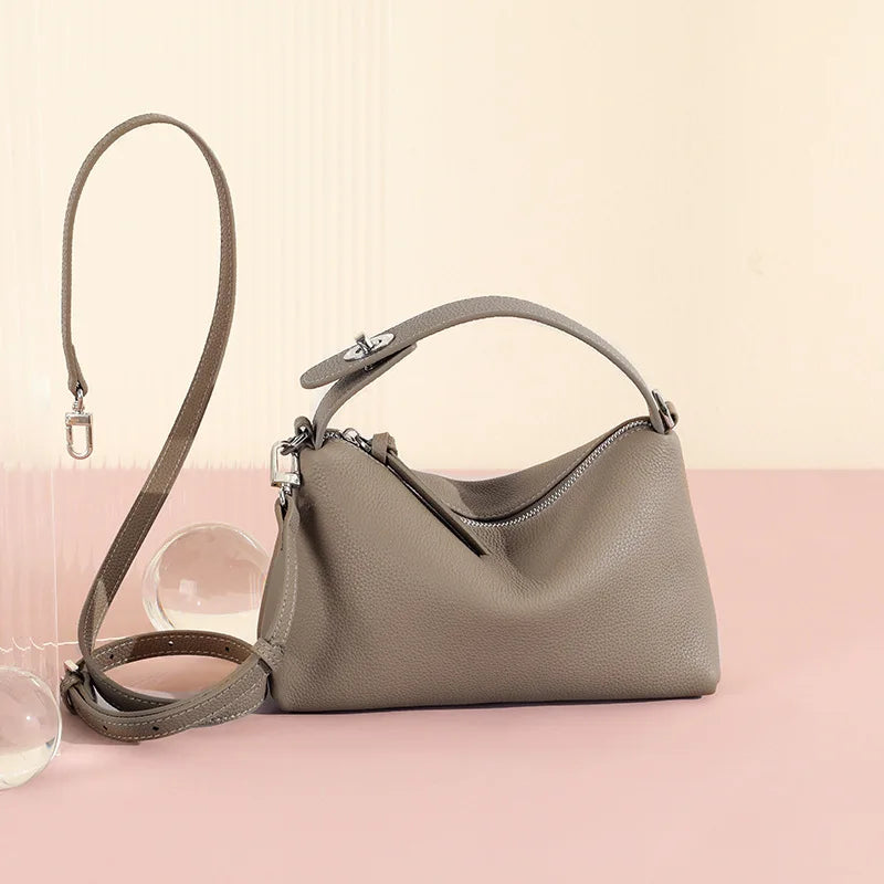 Genuine Leather Women Bags 2024 New Tote Fashion Casual All-match Large Capacity Handbags Female Solid Simple Elegant Purses
