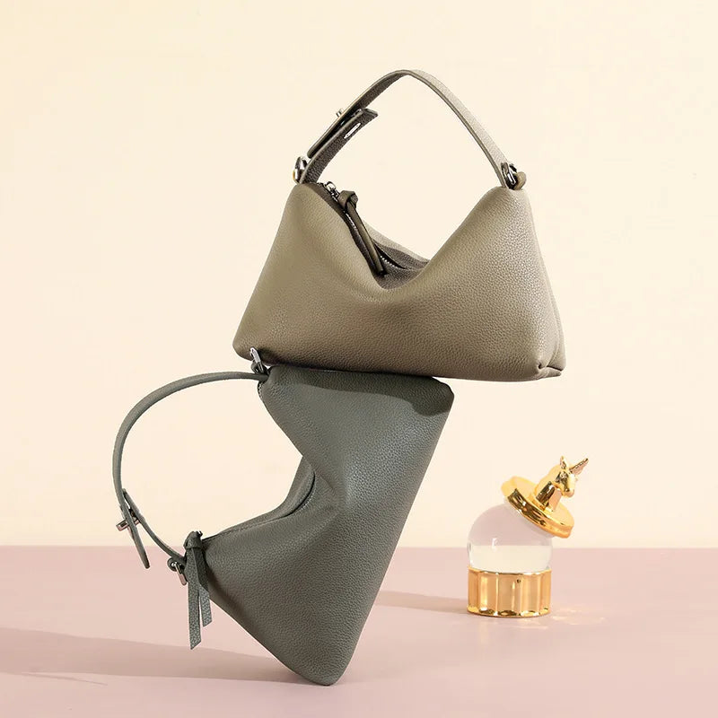 Genuine Leather Women Bags 2024 New Tote Fashion Casual All-match Large Capacity Handbags Female Solid Simple Elegant Purses