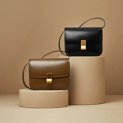 Genuine Leather Women Bags Light Luxury One Shoulder Crossbody Tofu Bag Commuter Minority Designer Large Capacity Handbags