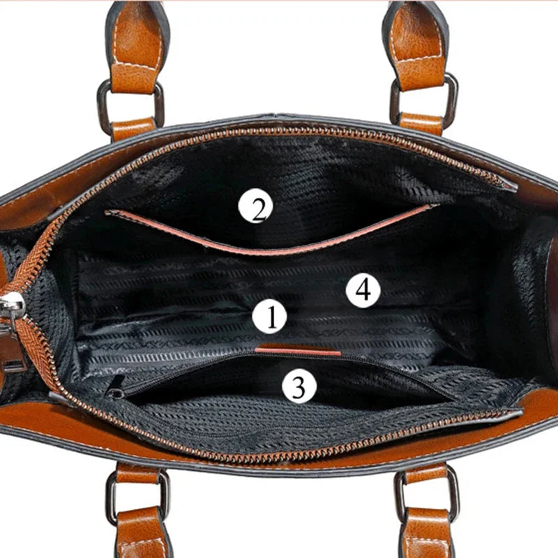 Genuine Leather Women Handbag Shoulder Cross body Tote Bag Shopping Fashion Office Female Real Cowhide Messenger Top Handle Bags