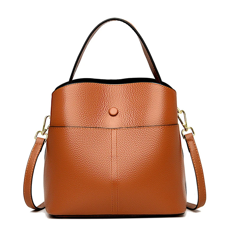Genuine Leather Women Handbags Designer Shoulder Bags Cow Leather Handbags 3 Layer Pocket Crossbody Bags For Women 2022 Tote Bag