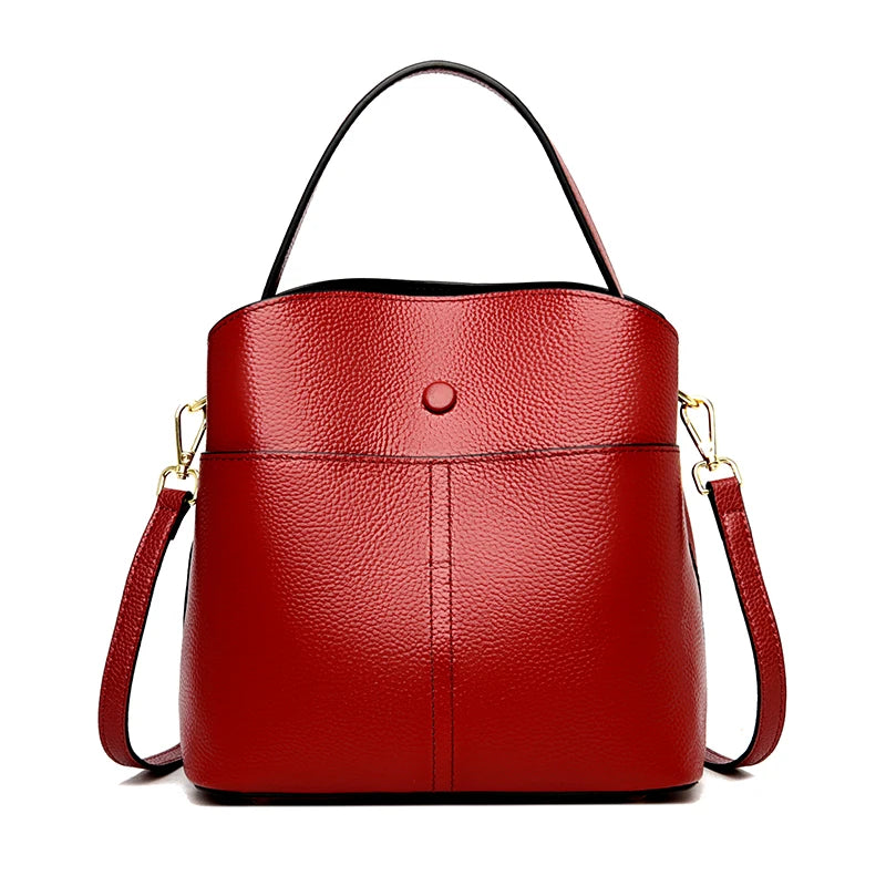 Genuine Leather Women Handbags Designer Shoulder Bags Cow Leather Handbags 3 Layer Pocket Crossbody Bags For Women 2022 Tote Bag