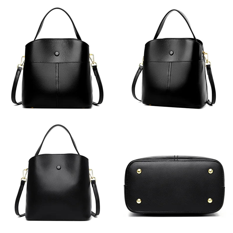 Genuine Leather Women Handbags Designer Shoulder Bags Cow Leather Handbags 3 Layer Pocket Crossbody Bags For Women 2022 Tote Bag
