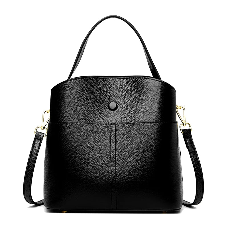 Genuine Leather Women Handbags Designer Shoulder Bags Cow Leather Handbags 3 Layer Pocket Crossbody Bags For Women 2022 Tote Bag