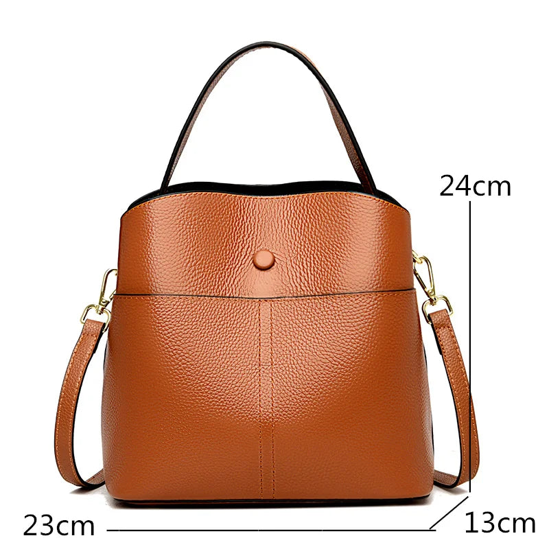 Genuine Leather Women Handbags Designer Shoulder Bags Cow Leather Handbags 3 Layer Pocket Crossbody Bags For Women 2022 Tote Bag