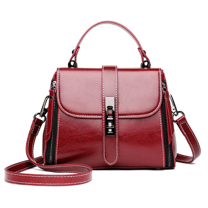 Genuine Leather Women Handbags Purses Luxury Designer Shoulder Crossbody Bags Lady 2022 Vintage Oil wax Cowhide Ladies Tote Sac