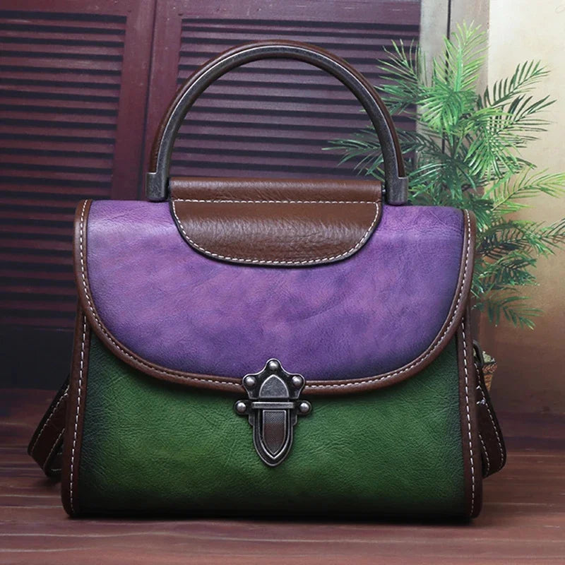 Genuine Leather Women Messenger Cross Body Tote Bags Retro First Layer Cowhide Female Lady Shoulder Top Handle Handbag