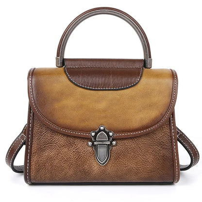Genuine Leather Women Messenger Cross Body Tote Bags Retro First Layer Cowhide Female Lady Shoulder Top Handle Handbag