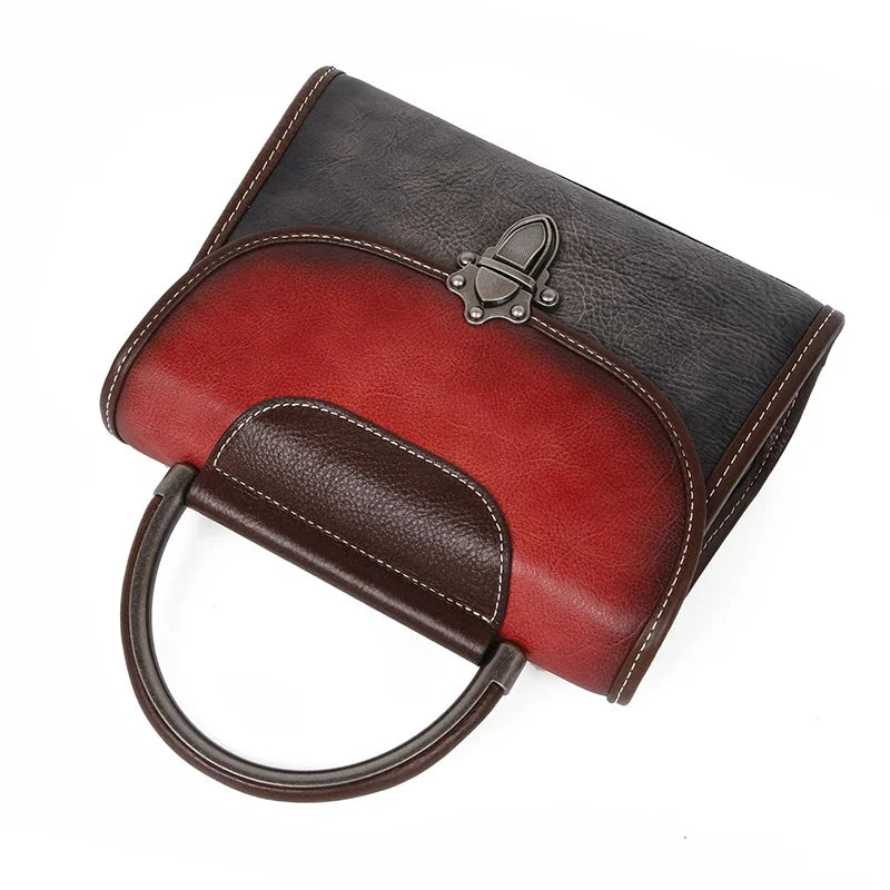 Genuine Leather Women Messenger Cross Body Tote Bags Retro First Layer Cowhide Female Lady Shoulder Top Handle Handbag