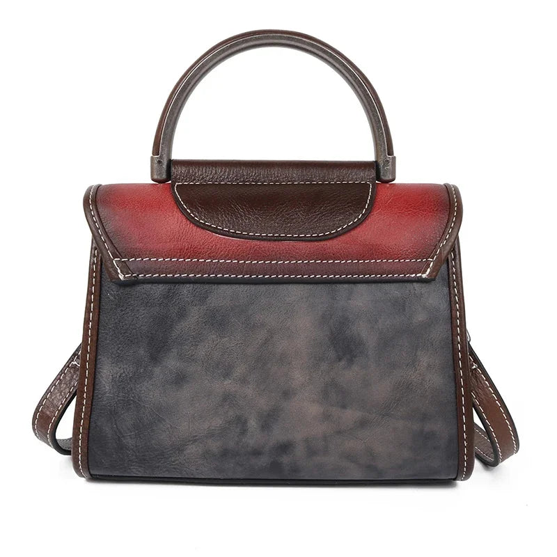Genuine Leather Women Messenger Cross Body Tote Bags Retro First Layer Cowhide Female Lady Shoulder Top Handle Handbag