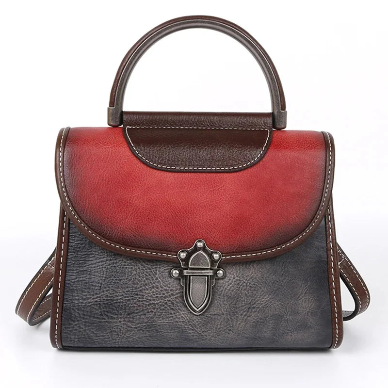 Genuine Leather Women Messenger Cross Body Tote Bags Retro First Layer Cowhide Female Lady Shoulder Top Handle Handbag