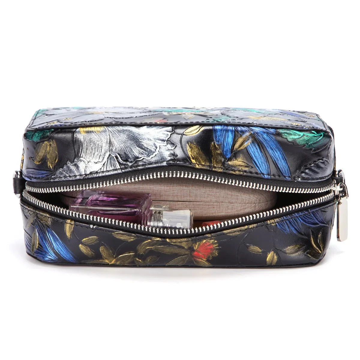 Genuine Leather Women Messenger Cross body Bag Embossed National Style Leisure Real Cowhide Sling Crossbody Shoulder Purse Bags