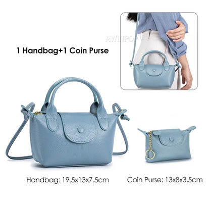 Genuine Leather Women Mini handbags and Purse for Girls Small Shoulder Bags Lady Small Crossbody Bag Mobile Phone Bolso Mujer