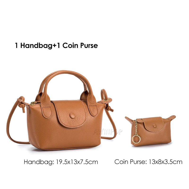 Genuine Leather Women Mini handbags and Purse for Girls Small Shoulder Bags Lady Small Crossbody Bag Mobile Phone Bolso Mujer