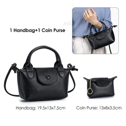 Genuine Leather Women Mini handbags and Purse for Girls Small Shoulder Bags Lady Small Crossbody Bag Mobile Phone Bolso Mujer