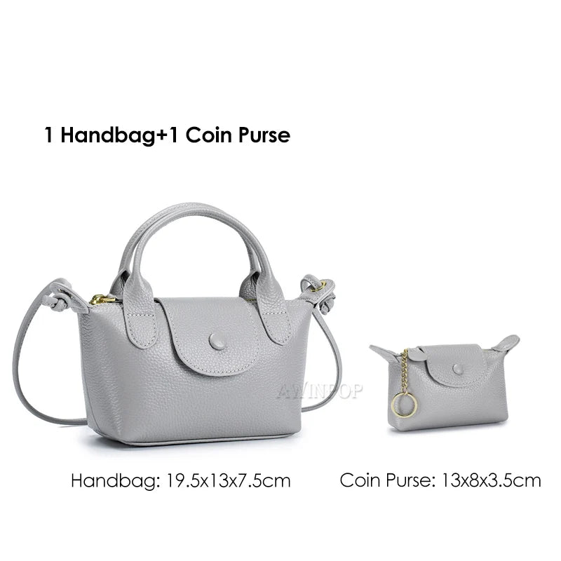 Genuine Leather Women Mini handbags and Purse for Girls Small Shoulder Bags Lady Small Crossbody Bag Mobile Phone Bolso Mujer