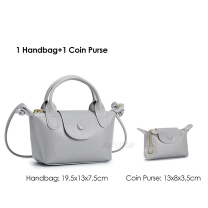 Genuine Leather Women Mini handbags and Purse for Girls Small Shoulder Bags Lady Small Crossbody Bag Mobile Phone Bolso Mujer