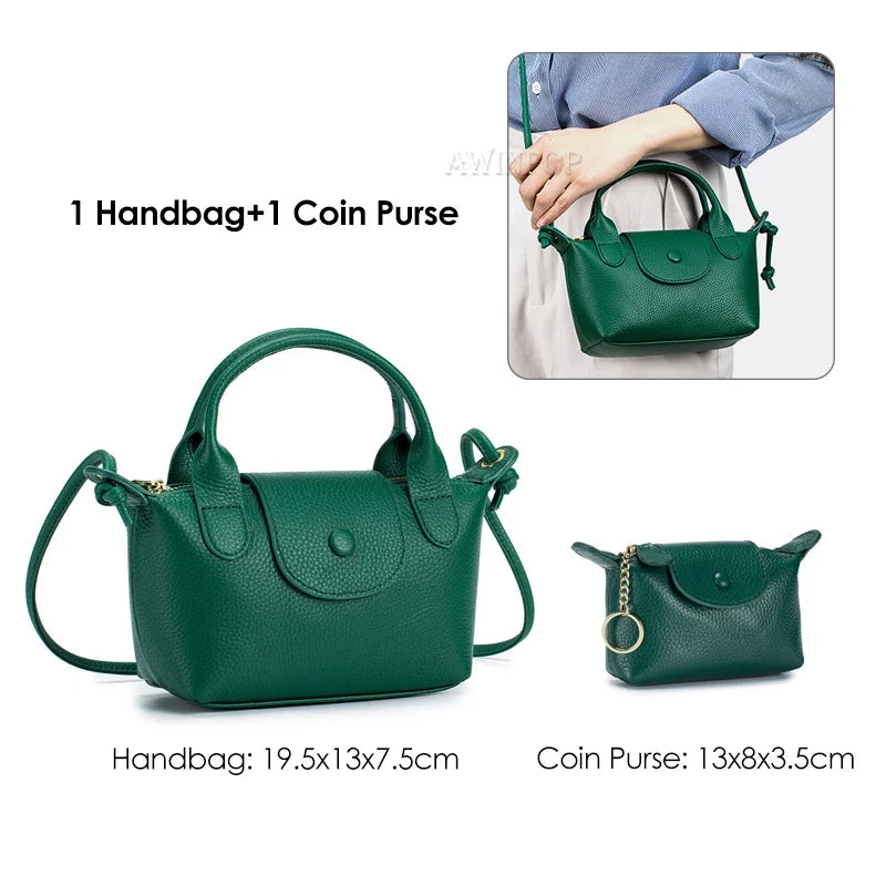 Genuine Leather Women Mini handbags and Purse for Girls Small Shoulder Bags Lady Small Crossbody Bag Mobile Phone Bolso Mujer