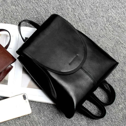 Genuine Leather Women Rucksack Knapsack Shoulder Cross Body Bags Female Fashion Lady Oil Wax Cowhide Daypack Backpack