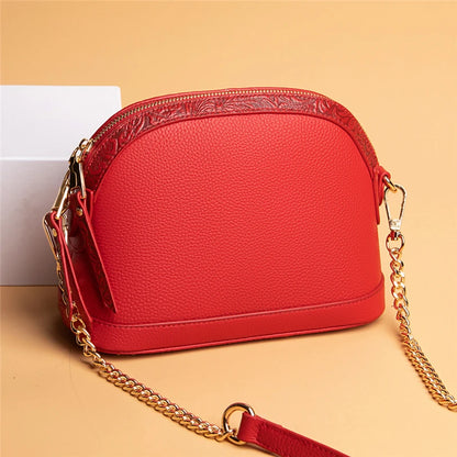 Genuine Leather Women Shoulder Messenger Bags Designer Shell Cowhide Tote Bag for Women 2022 Fashion Luxury Ladies Handbags Sac