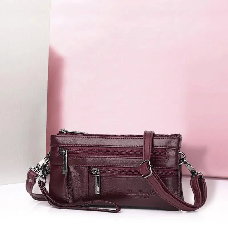 Genuine Leather Women Strap Shoulder Casual Female Crossbody Messenger Luxury Ladies Purses Phone Bag