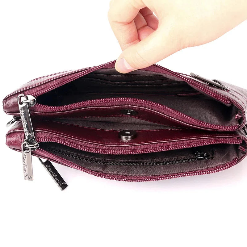 Genuine Leather Women Strap Shoulder Casual Female Crossbody Messenger Luxury Ladies Purses Phone Bag