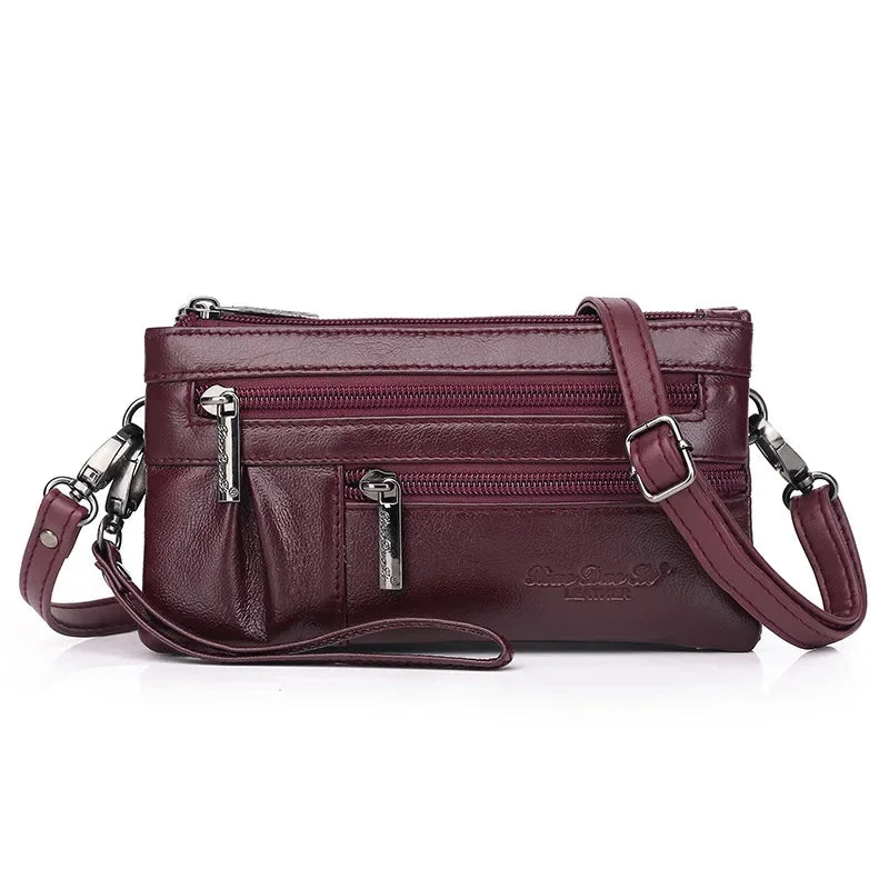 Genuine Leather Women Strap Shoulder Casual Female Crossbody Messenger Luxury Ladies Purses Phone Bag
