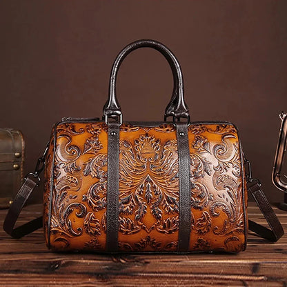 Genuine Leather Women Tote Handbag Crossbody Top Handle Bags Embossed Female Natural Skin Ladies Shoulder Messenger Bag