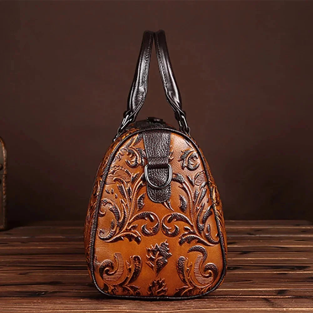 Genuine Leather Women Tote Handbag Crossbody Top Handle Bags Embossed Female Natural Skin Ladies Shoulder Messenger Bag
