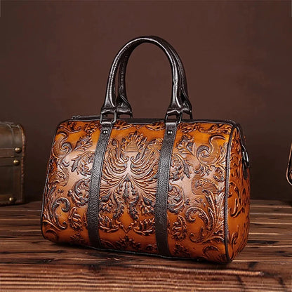 Genuine Leather Women Tote Handbag Crossbody Top Handle Bags Embossed Female Natural Skin Ladies Shoulder Messenger Bag