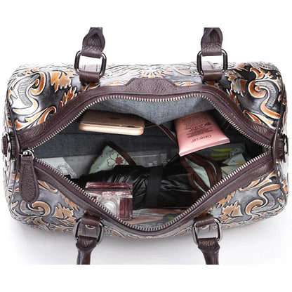 Genuine Leather Women Tote Handbag Crossbody Top Handle Bags Embossed Female Natural Skin Ladies Shoulder Messenger Bag