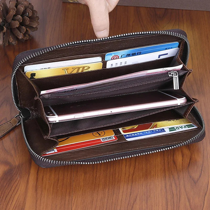Genuine Leather Women Wallet Long Clutch Handy Bag Printing Rose flower Female Lady Card Retro Money Clips Purse