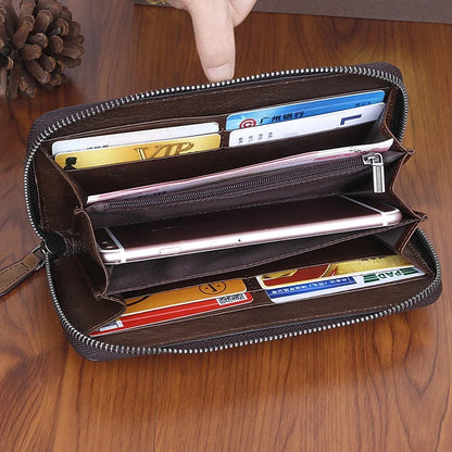 Genuine Leather Women Wallet Long Clutch Handy Bag Printing Rose flower Female Lady Card Retro Money Clips Purse