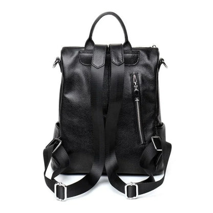 Genuine Leather Women's Backpack Fashion Embroidery School Trendy Lady Travel Shoulder Large Capacity Laptop Bag
