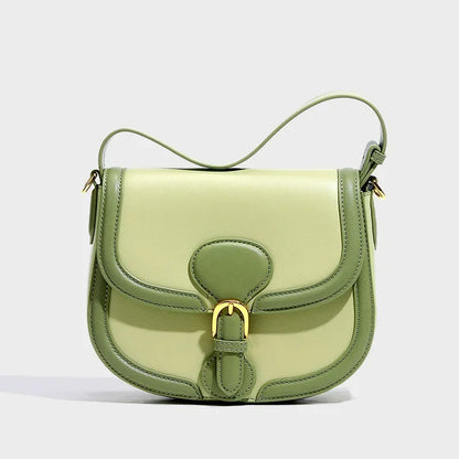 Genuine Leather Women's Bag 2024 New Olive Green Niche Simple Cowhide Bag Shoulder Luxury Designer Handbag Crossbody Bags