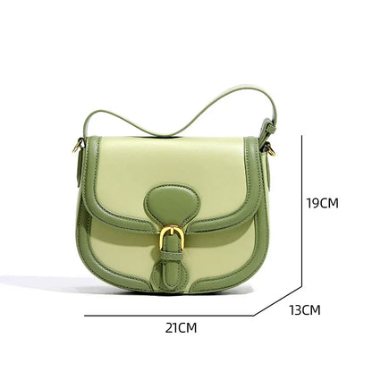 Genuine Leather Women's Bag 2024 New Olive Green Niche Simple Cowhide Bag Shoulder Luxury Designer Handbag Crossbody Bags