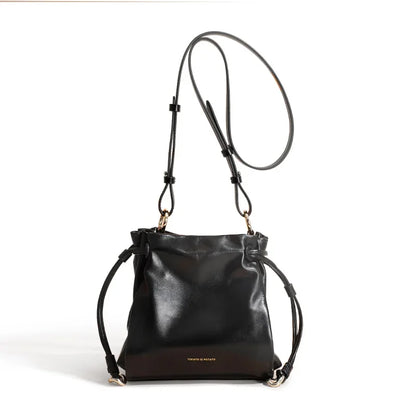 Genuine Leather Women's Bag, First-layer Cowhide Handbag, Crossbody Bag, Versatile Bucket Bag  Luxury Bags